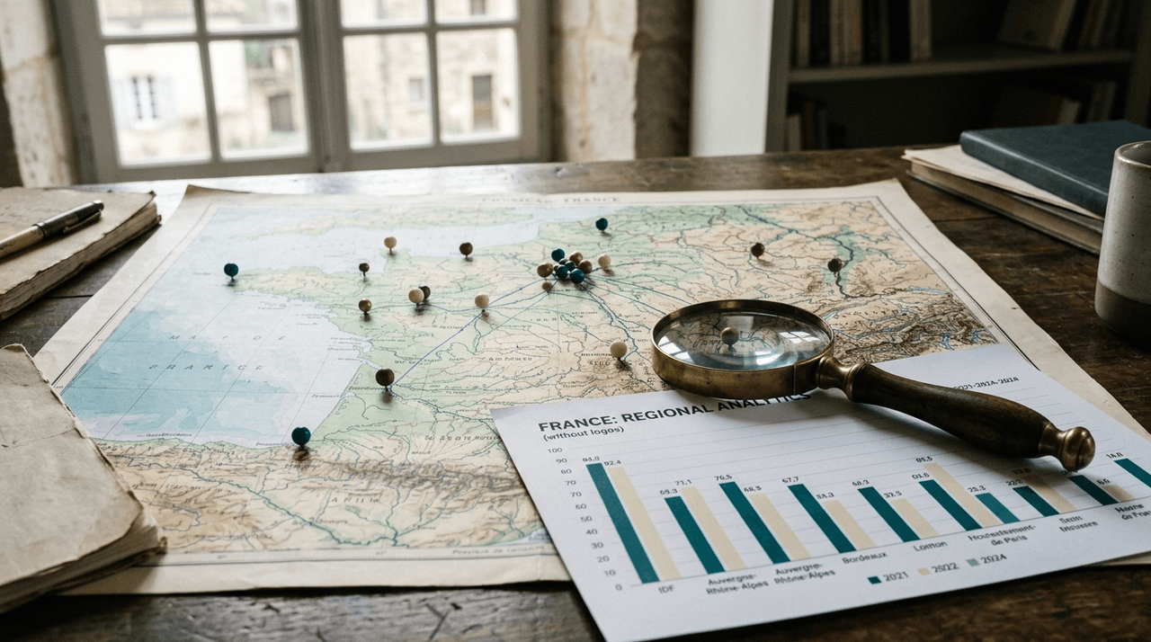 Graphique de données sur fond de carte de France symbolisant la démographie médicale du secteur 3