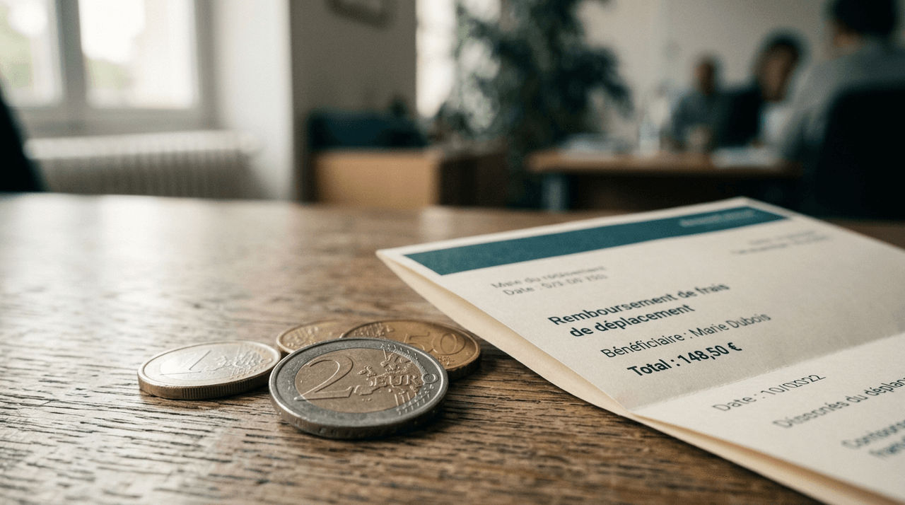 Pièces de centimes d'euro posées sur une feuille de soins de l'Assurance maladie
